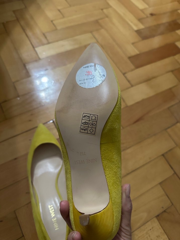 Sarı deri Süet Kadın Dolgu Topuk Stiletto - Görsel 3