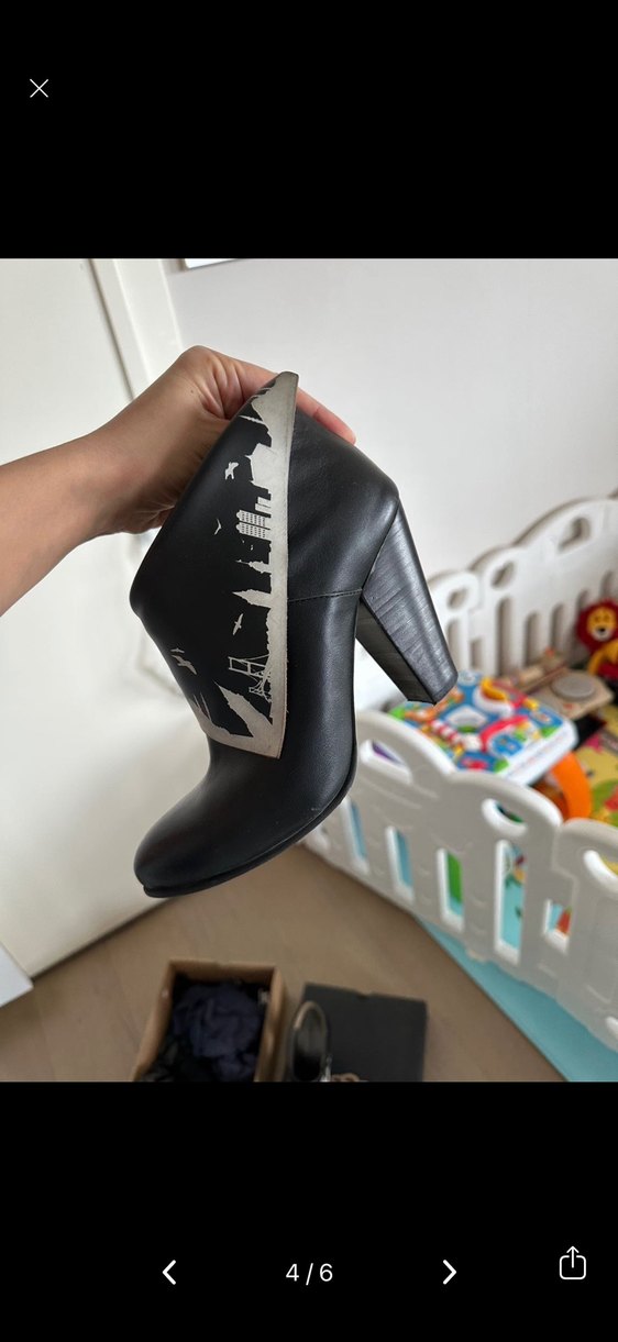 Tokalı Siyah Yüksek Topuklu Kadın Bot - Görsel 5