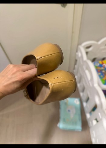 Bej Kadın Tokalı Blok Topuklu Babet - Görsel 5