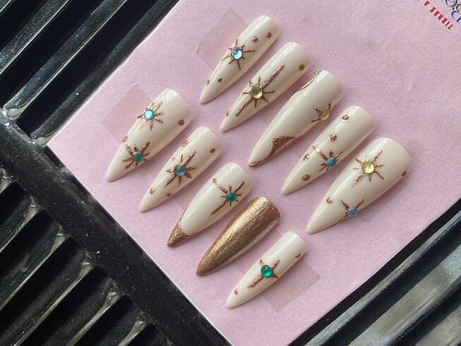  Beden Renk Takma Tırnak El yapımı Nail artlı 10'lu