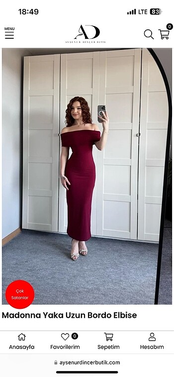 bordo uzun elbise