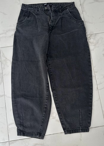 Gri Kadın Salaş Denim Pantolon