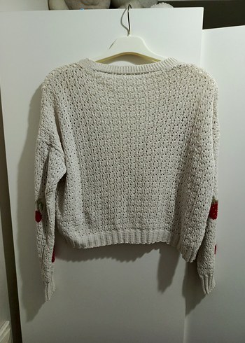 Nakışlı Bohem Beyaz Triko Hırka - Görsel 3