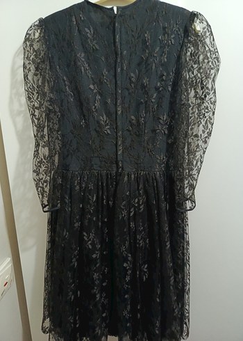 Dantel Detaylı Siyah Midi Gotik Elbise - Görsel 4