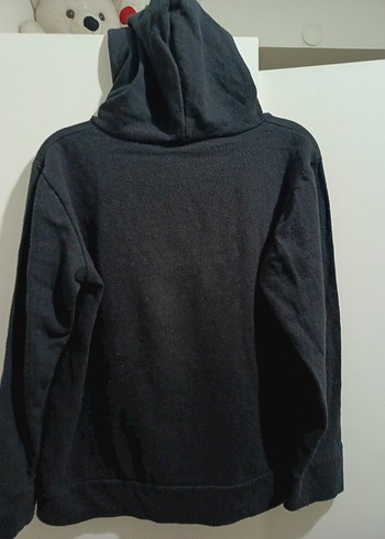 Gri Kapüşonlu Çiçek Baskılı Kadın Sweatshirt - Görsel 2