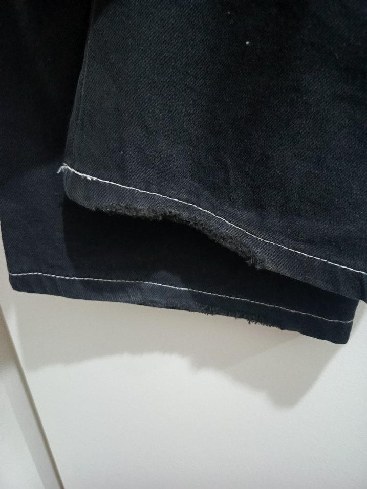 Siyah Beyaz Dikim Kargo Kot Pantolon - Görsel 3