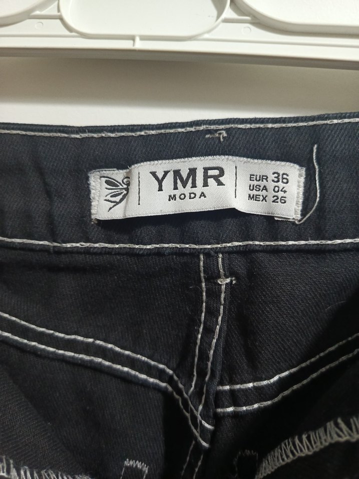 Siyah Beyaz Dikim Kargo Kot Pantolon - Görsel 4