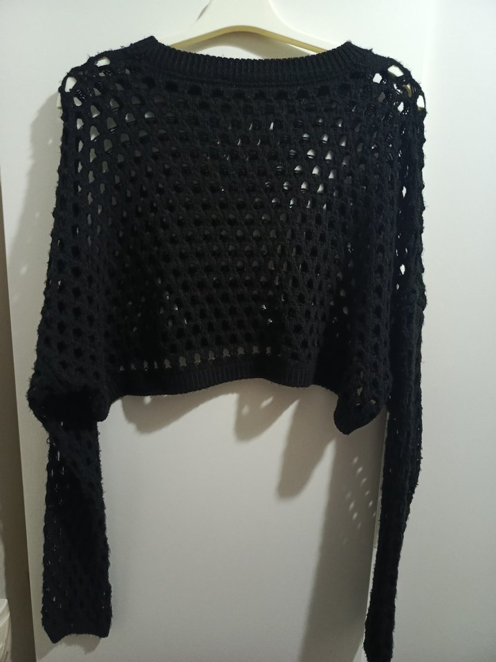 Siyah Örgü Kadın Kazak - Görsel 3