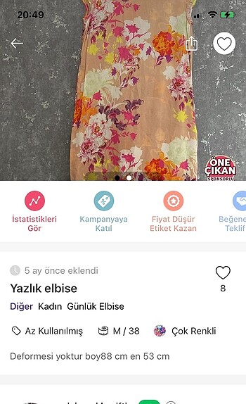 m Beden Yazlık elbise