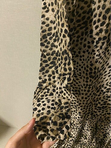 s Beden Leopar Desenli Elbise