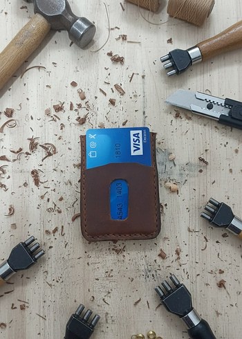 El Yapımı Kahverengi Minimalist Erkek Kartlık(%100 Dana  Derisi) - Görsel 3