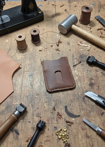 El Yapımı Kahverengi Minimalist Erkek Kartlık(%100 Dana  Derisi) - Görsel 2