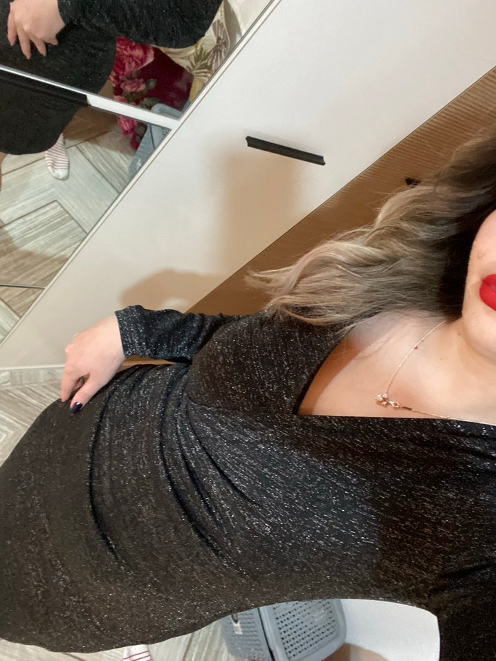 Eteği büzgülü uzun kollu elbise - Görsel 4