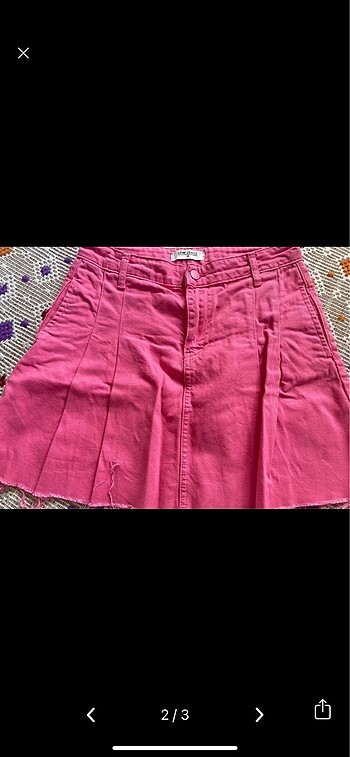 LC Waikiki Fileli fuşya pembe kot etek