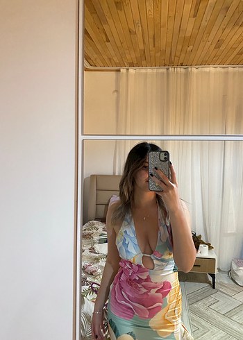 Pastel Renkli Bohem Midi Elbise - Görsel 2