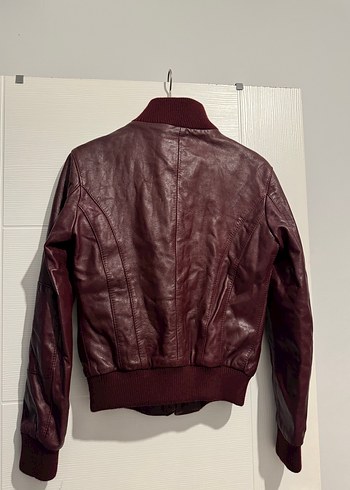 Beta Bordo Deri Fermuarlı Kadın Ceket