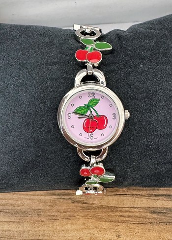 Pembe Kiraz Desenli Kadın Kol Saati