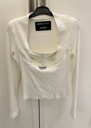 Beyaz Baskılı Mini Uzun Kollu Bluz - Görsel 3