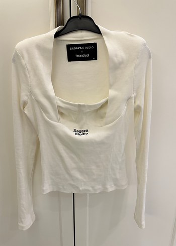 Beyaz Baskılı Mini Uzun Kollu Bluz - Görsel 2