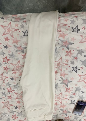 Beyaz Pilili Kadın Kumaş Pantolon dar kalıp - Görsel 3