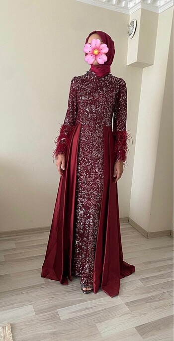 m Beden bordo Renk Pınar Şems İpek Abiye