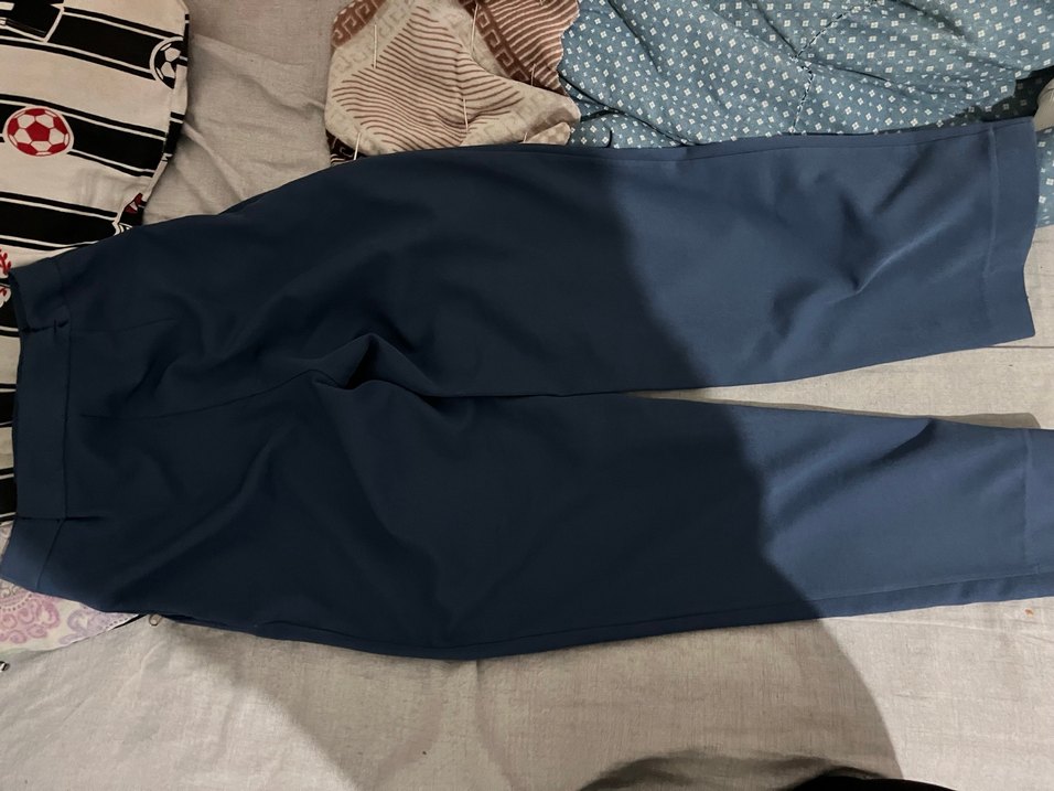 Lacivert Pilili Kadın Kumaş Pantolon - Görsel 3