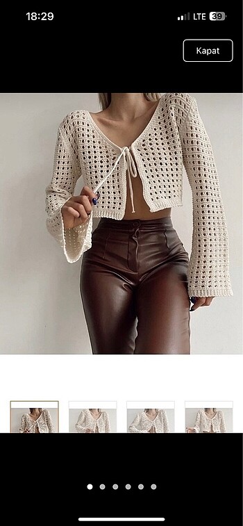 Ajurlu crop delik hırka