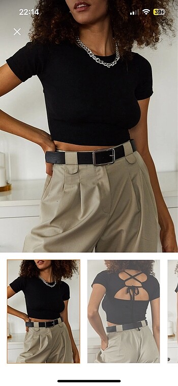 Diğer Siyah sırt dekolteli crop