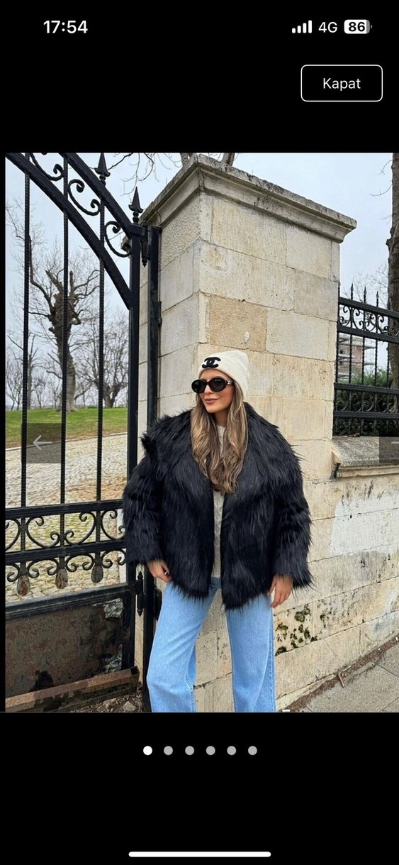 Siyah  Kadın Kürk Ceket - Görsel 4