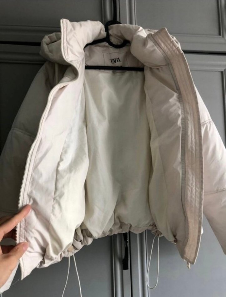 Zara Beyaz Kadın Puff Mont Yüksek Yaka - Görsel 2