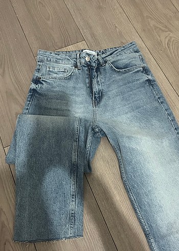 Zara düğmeli gri  kot pantolon - Görsel 3