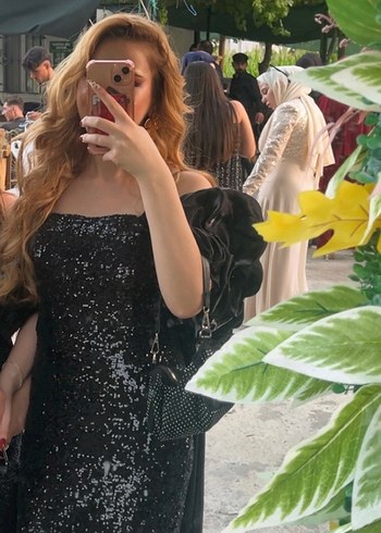 Uzun Kollu Siyah Gotik Kadın abiye özel dikim - Görsel 4