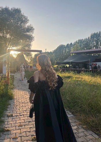 Uzun Kollu Siyah Gotik Kadın abiye özel dikim - Görsel 5