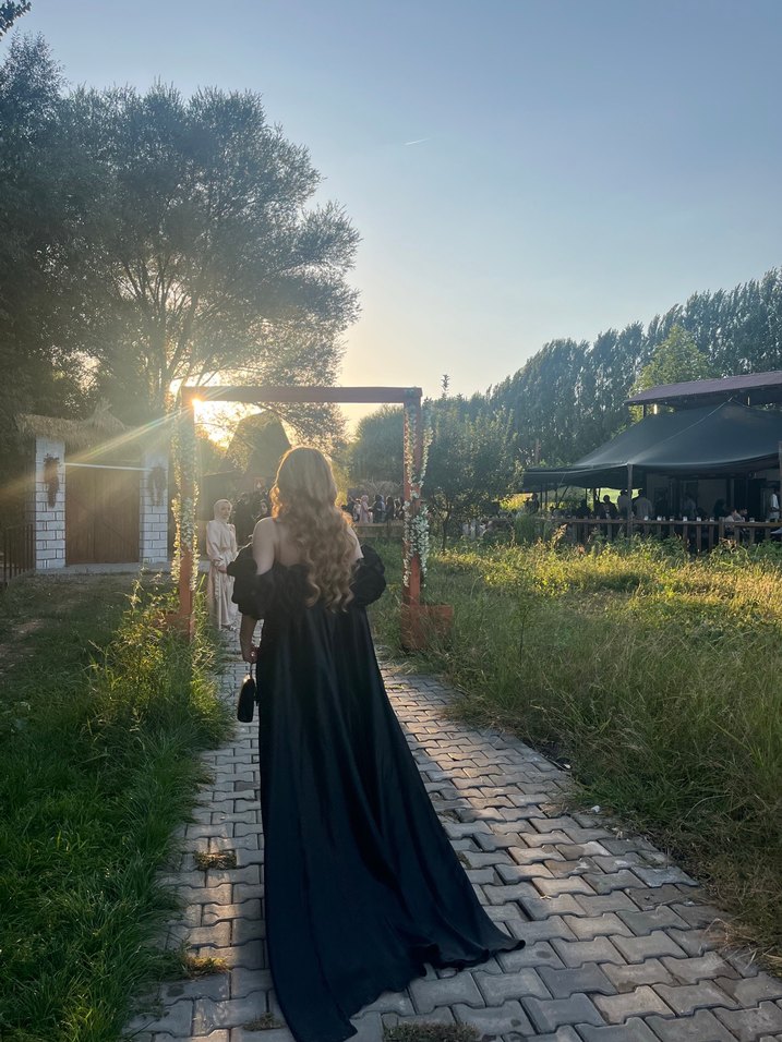 Uzun Kollu Siyah Gotik Kadın abiye özel dikim - Görsel 3