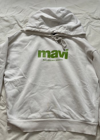 Mavi Beyaz Kapüşonlu Kadın Sweatshirt