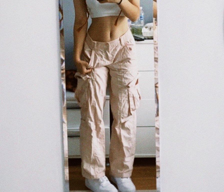 h&m pembe kargo pantolon - Görsel 4