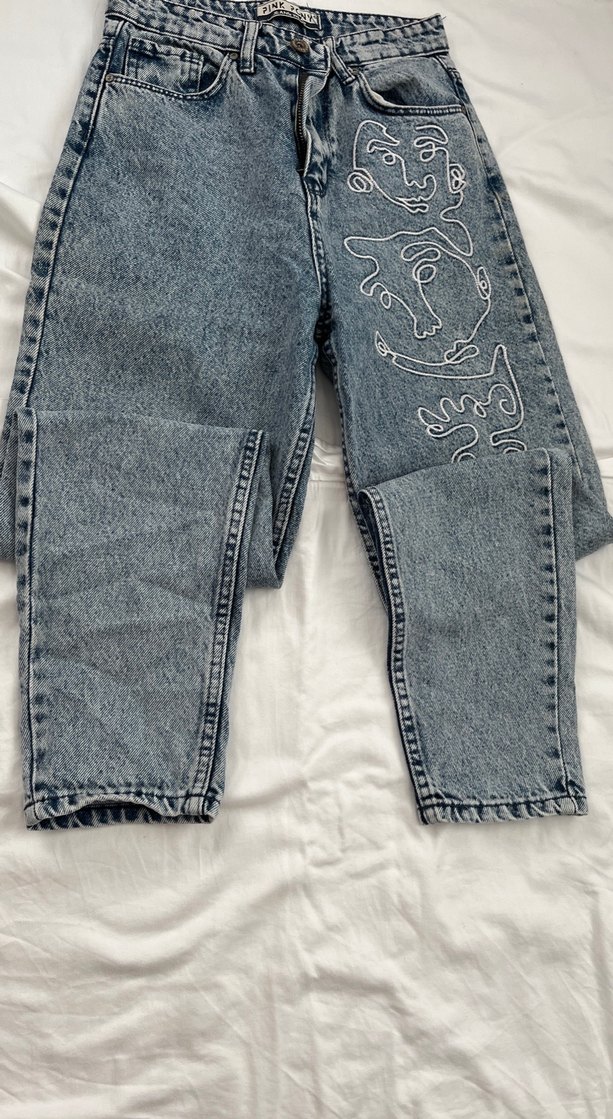 Nakışlı Kadın Mom jean - Görsel 2