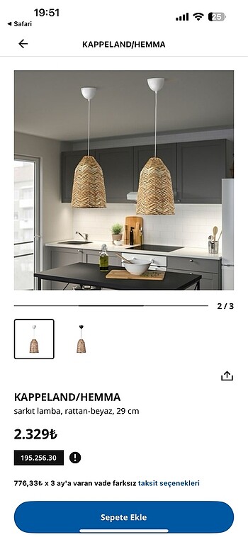 Ikea İkea rattan sarkıt lamba 29 cm