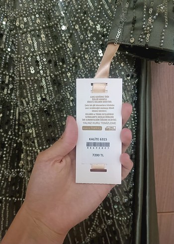 38 Beden haki Renk Uzun Kollu V Yaka Boncuk İşlemeli Kadın Abiye