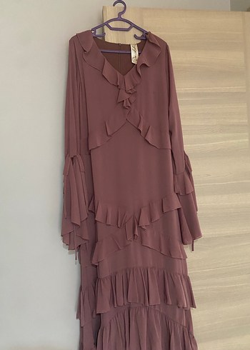 Uzun Kol Fırfırlı Bohem Elbise - Görsel 2