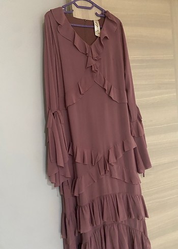 Uzun Kol Fırfırlı Bohem Elbise - Görsel 3