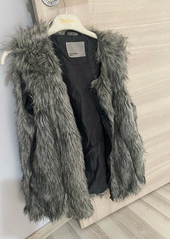 Gri Kürklü Kadın Yelek - Görsel 2
