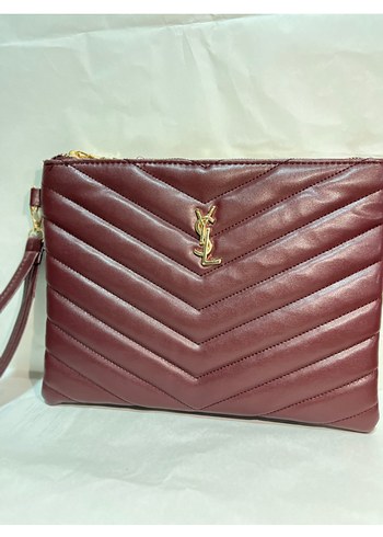 YSL el çantası bordo / siyah - Görsel 2