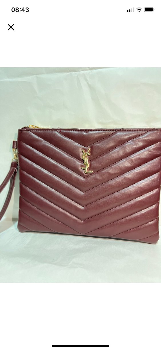 YSL el çantası bordo / siyah - Görsel 2