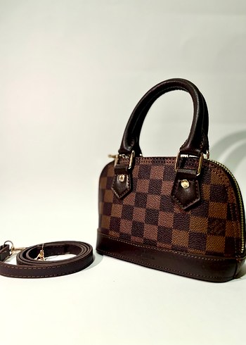 Kahverengi Kareli Deri Kadın Çanta - Görsel 2