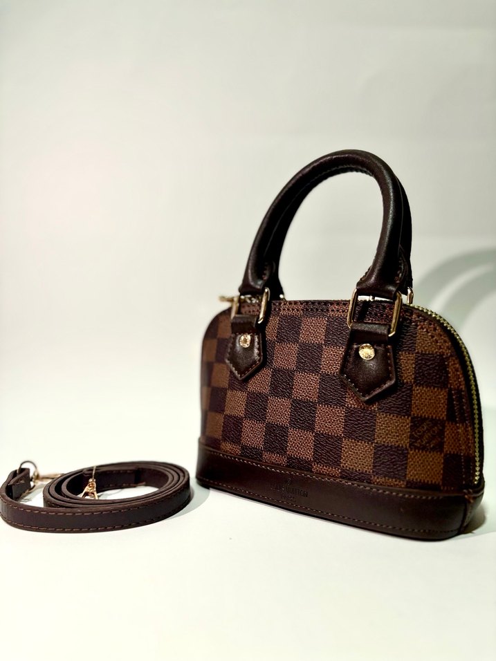 Kahverengi Kareli Deri Kadın Çanta - Görsel 2