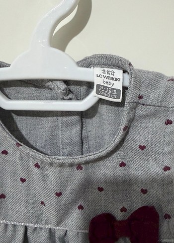 Kız Çocuk Gri Puantiyeli Fiyonklu Elbise - Görsel 3