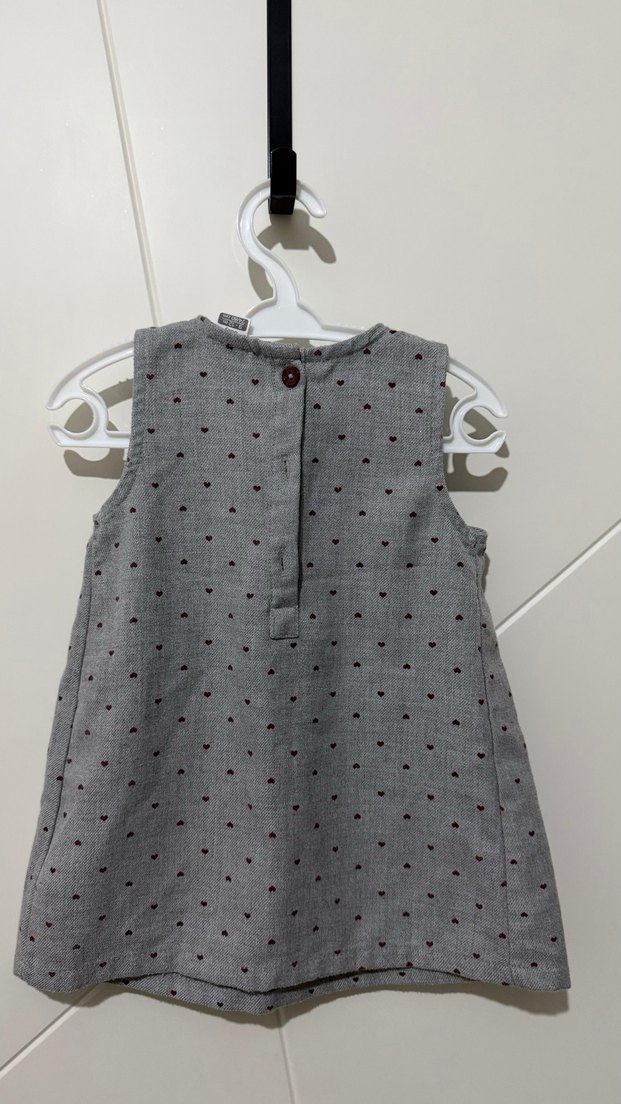 Kız Çocuk Gri Puantiyeli Fiyonklu Elbise - Görsel 2
