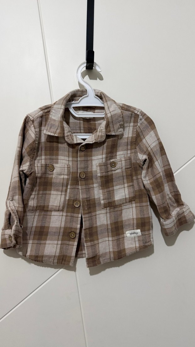 Erkek Çocuk Kahverengi Kareli Gömlek - Görsel 2