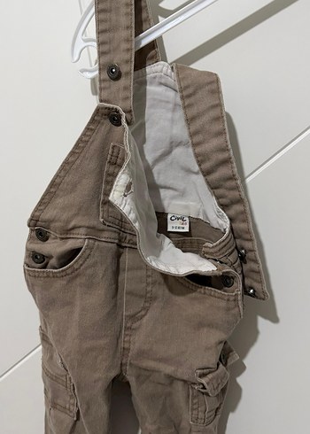 Kahverengi Kemerli Erkek Çocuk Denim Tulum - Görsel 4